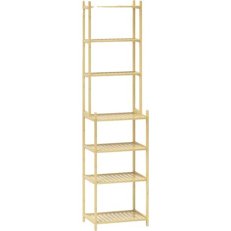 Étagère de Salle de Bain en Bambou, Rangement à 7 Niveaux, 44 cm de Largeur, 33 cm de Profondeur, 180 cm de Hauteur, Capacité de Charge 28 kg (1/5)