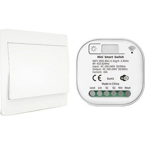 Interruptor de luz con control remoto inalámbrico RF433 y WiFi, no requiere batería, cableado ni concentrador, compatible con la aplicación Alexa Google Home Tuya Smart Life, kit de 2 interruptores y (1/4)