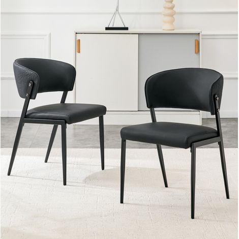 Silla comedor tapizada ergonómica PU negro 78 cm OKMYHOME (1/5)