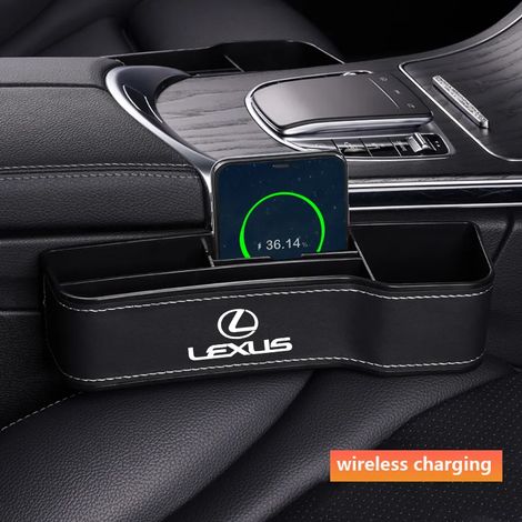 (noir à droite) Boîtes de rangement en cuir haute capacité pour l'espace entre les sièges avant des voitures Lexus NX GX LX LS UX GS IS RX ES 300 350 200 260 NX200 (1/5)