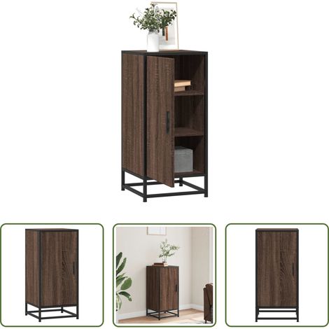 vidaXL Metall - Sideboard Braun Eichen-Optik 35,5x35x76 cm Holzwerkstoff Metall (1/5)