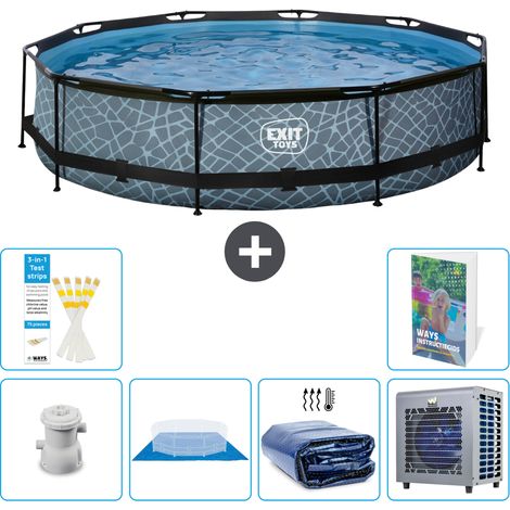 Exit Pool Rund - Steinoptik - 360x76 cm - 7-teilig  S278 (1/5)