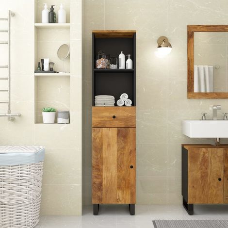 Armoire de salle de bain-Meuble de salle de bain 38x33x160 cm bois massif de manguier 853589 (1/5)