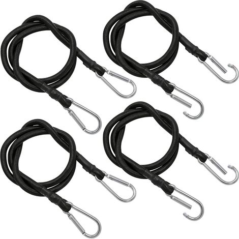 Corde élastique avec mousqueton, corde élastique robuste de 1 m avec mousqueton, 4 élastiques