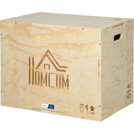 Box jump pliométrie 3 en 1 - Collaboration .fr x FFHandball - saut musculation fitness 61x51x76cm bois (1/5)