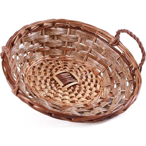 Cesto vaglio vimini ecorattan 2 manici marrone, 47x45x15 cm (kit da 3)