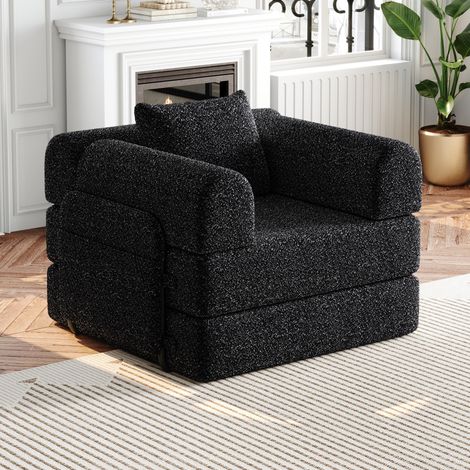Divano letto 2 in 1 in ciniglia con vano bracciolo OKMYHOME (1/5)