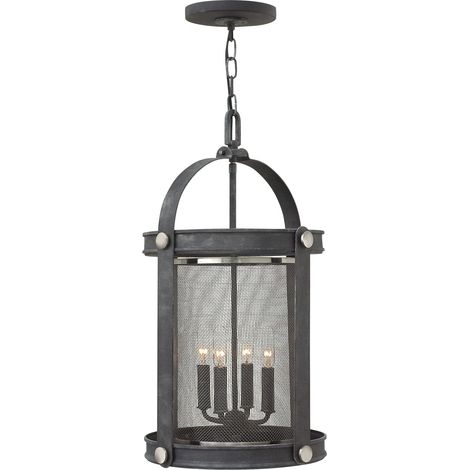 Pendelleuchte Kronleuchter Laterne 4x E14 Light Aged Zinc Lampadario a sospensione Lanterna 4x E14 Zinco invecchiato chiaro