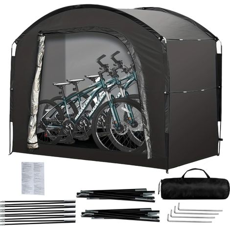 Abri Velo Exterieur pour 2 à 4 Vélos 220 x 150 x 185 cm, Tente de Jardin avec fenêtre d'aération, Oxford 210D, Imperméable PU4000, Résistant aux UV pour Motos, Outils de Jardin, Tondeuses à Gazon (1/5)