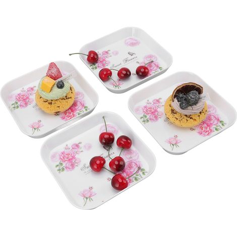 4 assiettes à fruits multifonctionnelles pour dessert, école, restaurant, plateau de rangement et os (1/5)