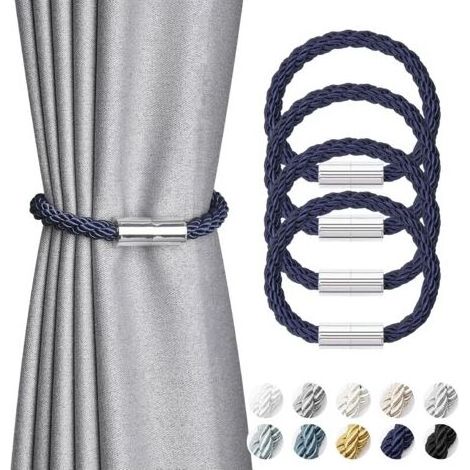 Lot de 4 mini attaches magnétiques pour rideaux, style moderne et simple (gris) (1/4)