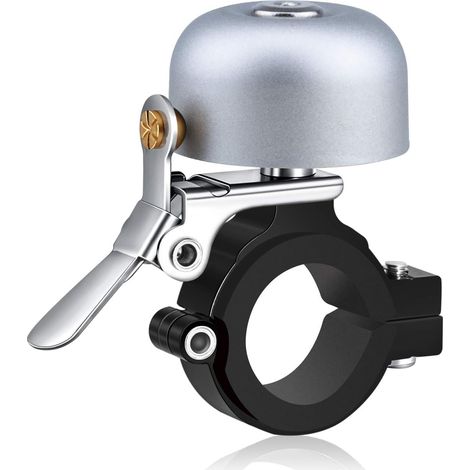 Sonnette de vélo classique en laiton au son puissant et clair - Accessoires de vélo pour enfants et adultes, argent (1/5)