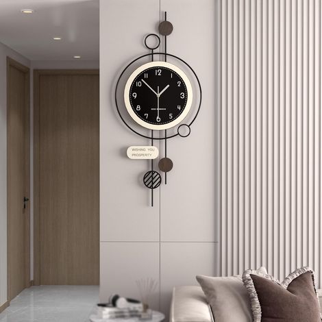 Minimaliste Horloge Murale Design Moderne Créative Décorative Horloge Murale Silencieuse Alimenté par pile Cadre Métallique+Cadran en Bois Art déco pour Salon Chambre Bureau Cuisine Etude, 3580 cm (1/5)