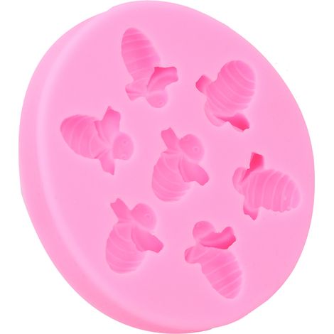 Bienenförmige Kuchenform, lebensmittelechtes Silikon, DIY-Backwerkzeug, süße Dekoration, rosa, flexible Ofenform, kreatives Backen (1/5)