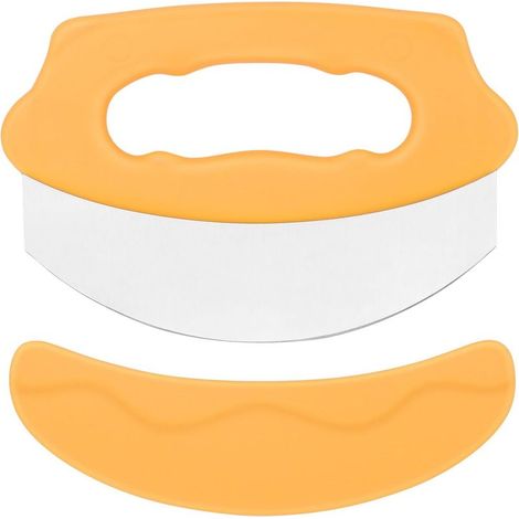 Roulettes à pizza tranchantes en acier inoxydable pour piiza, tartes avec poignée confortable, jaune (1/5)