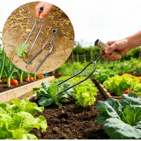 Motoculteur à deux dents (lot de 2) - Outils de jardinage, de plantation de légumes et de désherbage, aérateur de sol (1/5)