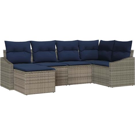 Maison Exclusive - Sofa Set mit Kissen 6 pcs Grau und Marineblau