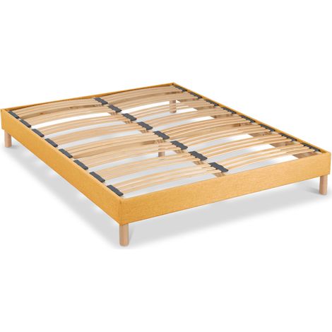 BELLECOUR LITERIE Sommier à lattes en bois LUMIERE 140x190 cm Coloris Jaune Livré en kit (1/4)