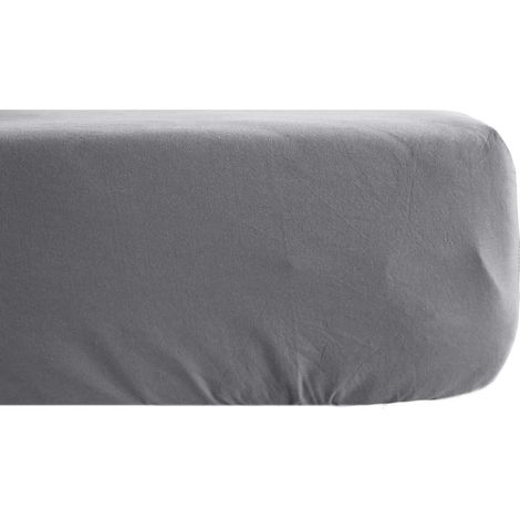 Drap housse uni percale de coton MANOIR Bonnet de 35 cm 90x190 cm