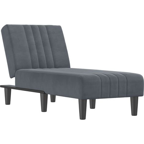 Méridienne chaise longue pour intérieur trois positions convertibles en velours gris foncé DEC026189