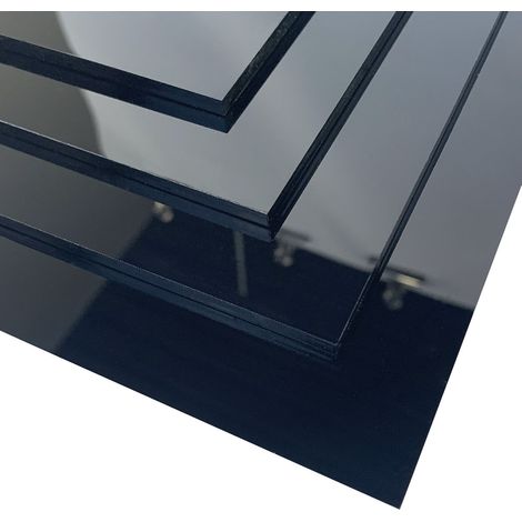 Plaque de Verre Synthétique Noir - Épaisseur 2 ou 4 mm - Verre Acrylique Extrudé Noir - Feuille de PMMA XT Noir - 2 mm - 90 x 60 cm (900 x 600 mm)