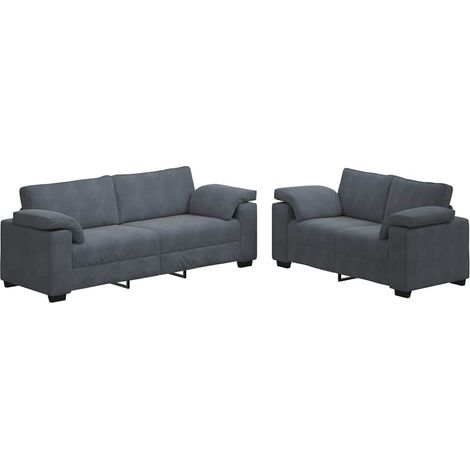 2-teiliges Sofa-Set mit Kissen, dunkelgrauer Samt vidaXL (1/5)