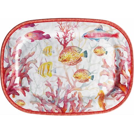 Regalo Italiano Vassoio Rettangolare Melamina Shell 43 x 332 x 2 Cm Rosso 1 Pz