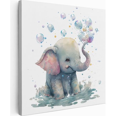 Tableau toile Enfants Carré - Éléphant - 20x20 cm (1/2)