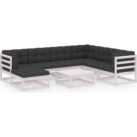 Maison Exclusive - Set Salotto Giardino 8 pz Cuscini Antracite Legno Massello Pino (1/5)