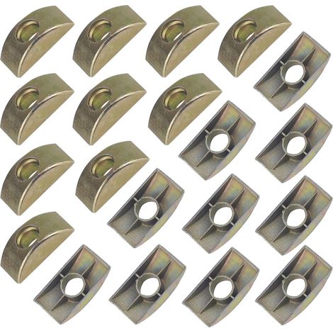 Lot de 20 connecteurs d'écrous pour meubles demi-lune, rondelles entretoises en alliage de zinc Diamètre du trou d'écrou demi-lune 8 mm Utilisé pour les meubles avec fentes arrondies (1/5)