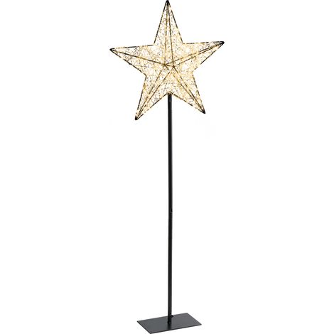 Decoración de Navidad LED para interiores y exteriores forma de estrella con luces LED en iluminación de metal negro Sannan