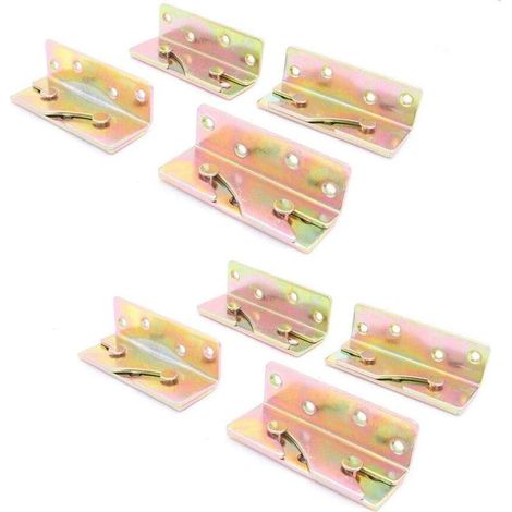 Juego de 8 soportes para cama, bisagras de cama de alta resistencia, conector de fijación de esquina de cama, herrajes de fijación de riel de cama (1/5)
