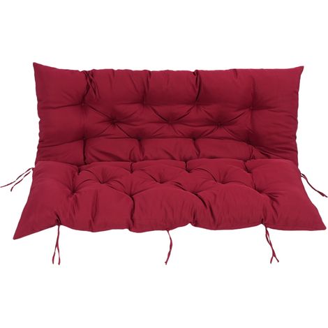 Coussin de balançoire d'extérieur en Polyester PP coton, siège de porche résistant aux éclaboussures, remplacement avec sangles pour meubles de jardin et de patio, bordeaux (1/5)