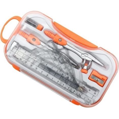 (Color Orange) Compasses Math Geometry Kit - 10 Pieces Per Set Student Geometric Compass Set, High-Precision Metal School Compasses [u2577] (1/4)