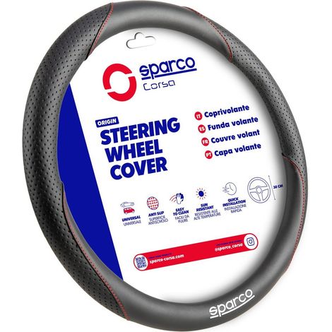 SPARCO Coprivolante Origin Nero/Rosso Logo in TPU Universale Antiscivolo Auto (1/2)