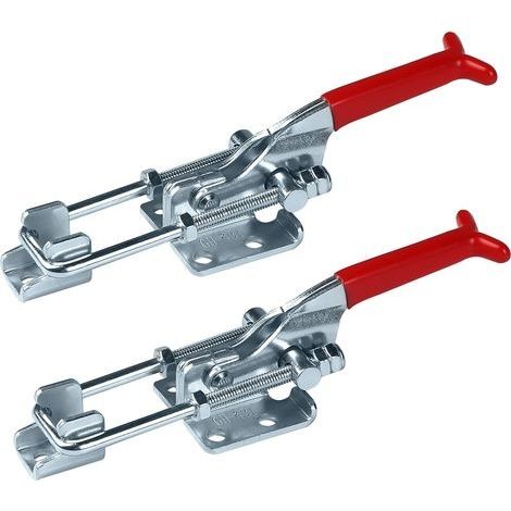 2x Loquet à Bascule Plage Réglables 30mm, Fermoir a Levier Métal, Pince à Fermeture Bascule Capacité de Retenue 900kg, Sauterelle de Serrage, Sauterelles de Menuisier pour Armoire Porte Boîte (1/5)