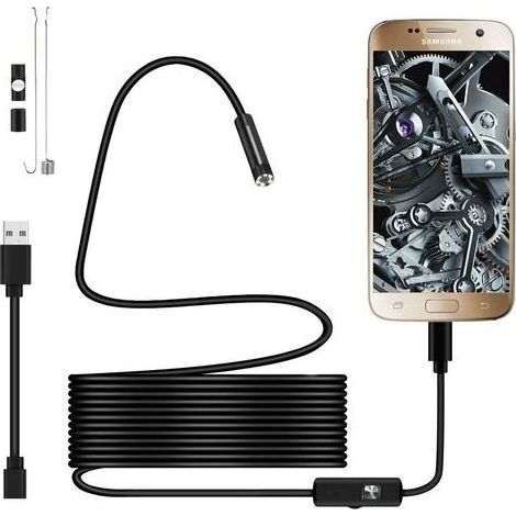 TAISHENGDA-720p USB-Endoskopkamera, 5,5 mm Sonde, IP67 wasserdicht, 2 m halbstarres Kabel mit 6 LEDs, USB-C kompatibel mit Android OTG Smartphones und PCs. (1/5)