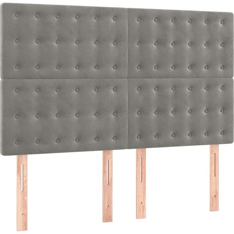vidaXL Cabecero gris claro 144x5x118/128 cm terciopelo (1/5)