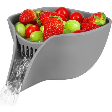 Égouttoir multifonctionnel petite passoire avec bec verseur pour aliments ustensiles de cuisine accessoires laver les légumes et fruits (1/5)