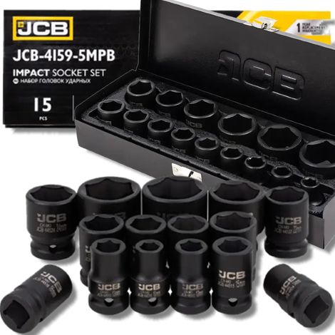 JCB Set di Bussole a Impatto 15 Bussole 10-32 mm Acciaio (1/5)