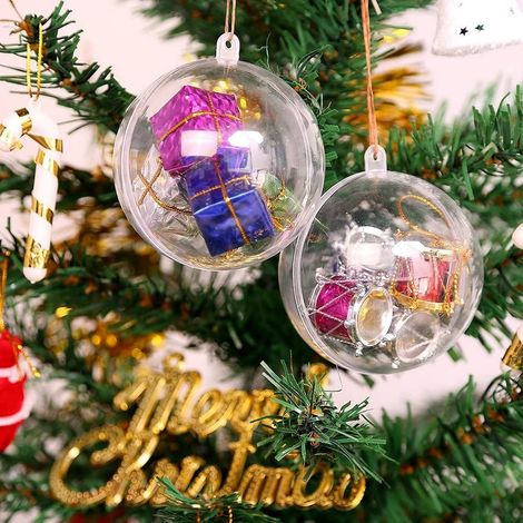 Lot de 20 boules de Noël transparentes 10 cm – Acrylique à remplir pour sapin, Noël, mariage, anniversaire et décoration (1/5)