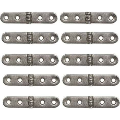 Set di 10 cerniere con viti, per porte, armadi, scatole di legno, scatole dei ricordi, contenitori, bauli del tesoro e armadi (argento)