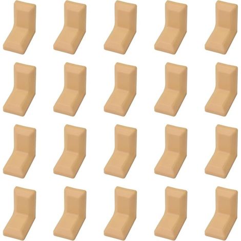 Set di 20 staffe angolari a L in acciaio zincato con coperture in plastica ABS beige per armadi e scaffali