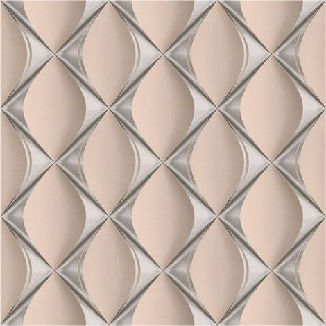 Papier peint 3D Profhome 386914 papier peint intissé gaufré à chaud légèrement texturé avec des figures géométriques satiné rose argent vieux rose 5,33 m2 (1/5)