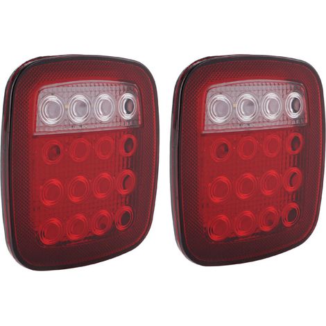 [NIEMALS VERWENDET] 16 LED zweifarbige Rückfahrleuchte (rot und weiß), quadratische Seitenmarkierungsleuchte, kompatibel mit Jeep Wrangler JK CJ YJ (1976-2006),
