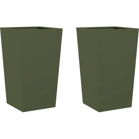 Jardinera para parterres elevados flores jardín terrazas juego de 2 color oliva 45 x 45 x 75 cm verde acero 020039085