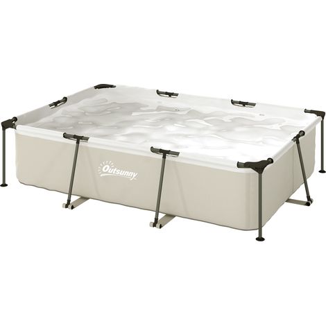 Piscine Rectangulaire Démon 316×238×66,5cm 3700L, Sans Pompe, Acier Galvanisé, Triple Couche, Gris