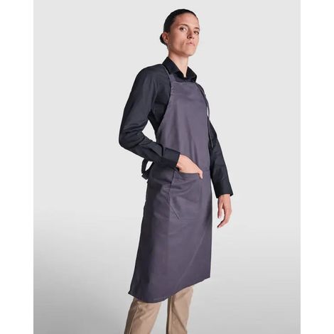 Delantal largo de sarga en poliéster reciclado y algodón reciclado Vetonek - Unisex / UNICA / GRIS OSCURO (1/5)