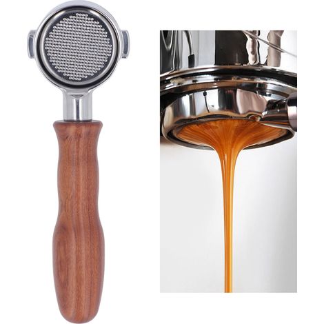 Siebträger für ECO310 Kaffeemaschine, 51 mm, Edelstahl, korrosionsbeständig, Zweiohr-Typ D, Dalbergia Cochinchinensis Holz, bodenlos (1/5)