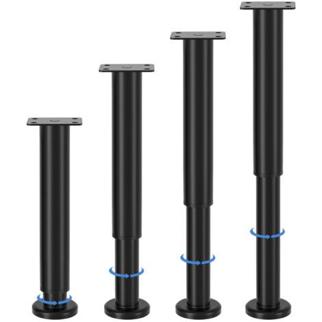 pieds de meubles réglables, hauteur ajustable de 25 à 42 cm, pieds de meubles en métal noir, pour armoires, meubles TV, lits, canapés, tables de chevet, chaises, meubles de salle de bain (1/5)